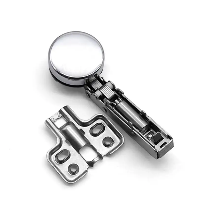 Mini Round Head Door Hinges Glass Damping Buffer Furniture Closet Hinge Wine Cabinet Display Full Cover |