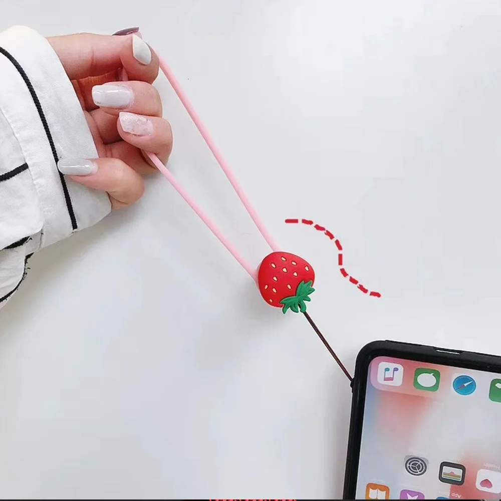 CM Милый 3D ремешок для мобильного телефона, мультипликационный шнурок с фруктами, животными, Kawaii, ремешок на руку для iPhone, универсальный силиконовый ремешок для сотового телефона - Цвет: CM