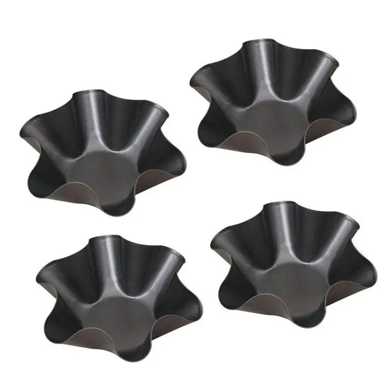 Large Non-Stick Fluted Tortilla Shell Pans Taco Salad Bowl Makers Carbon Steel Set Of 4 Tostada Bakers | Дом и сад