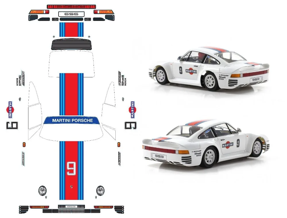 1/8 On road Poorsche 959 GT прозрачный корпус 325 мм для XrayGT, RGT8, Mugen, Serpent