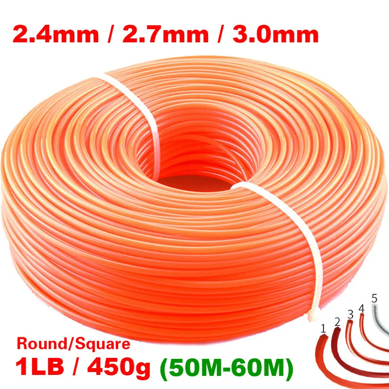 2.4mm/2.7mm/3mm 450g 나일론 트리머 라인 잔디 커터 로프 트리머 롤 코드..