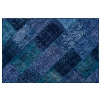 

Handmade Blue Vintage Overdyed Patchwork Area Rug 120x180 Cm-3'11''X5'11''