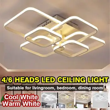 

Modern 4/6 Heads Acrylic Aluminum LED Ceiling Light Rectangle Ceiling Lamp Home Living Room Indoor Lighting Fixture Decoration