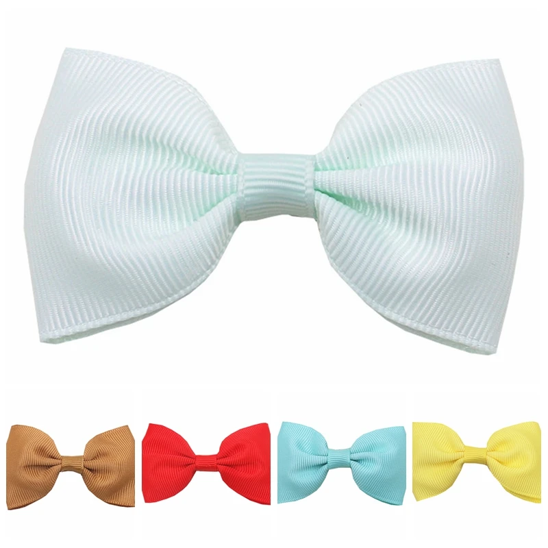 

10pcs/lot Hot Sale Grosgrain Ribbon Bowknot Children Duckbill Clips Solid Color Handmade Bows Infant Bangs Hairpins DIY Headwear