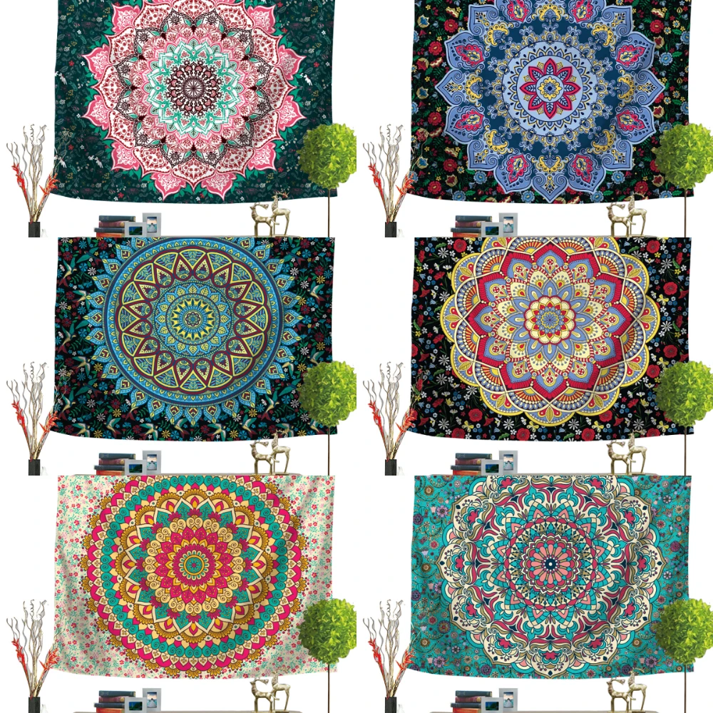 Серия «Мандала» Lychee, настенный гобелен с принтом, одеяло из полиэстера, художественный Настенный Ковер, домашний декоративный гобелен