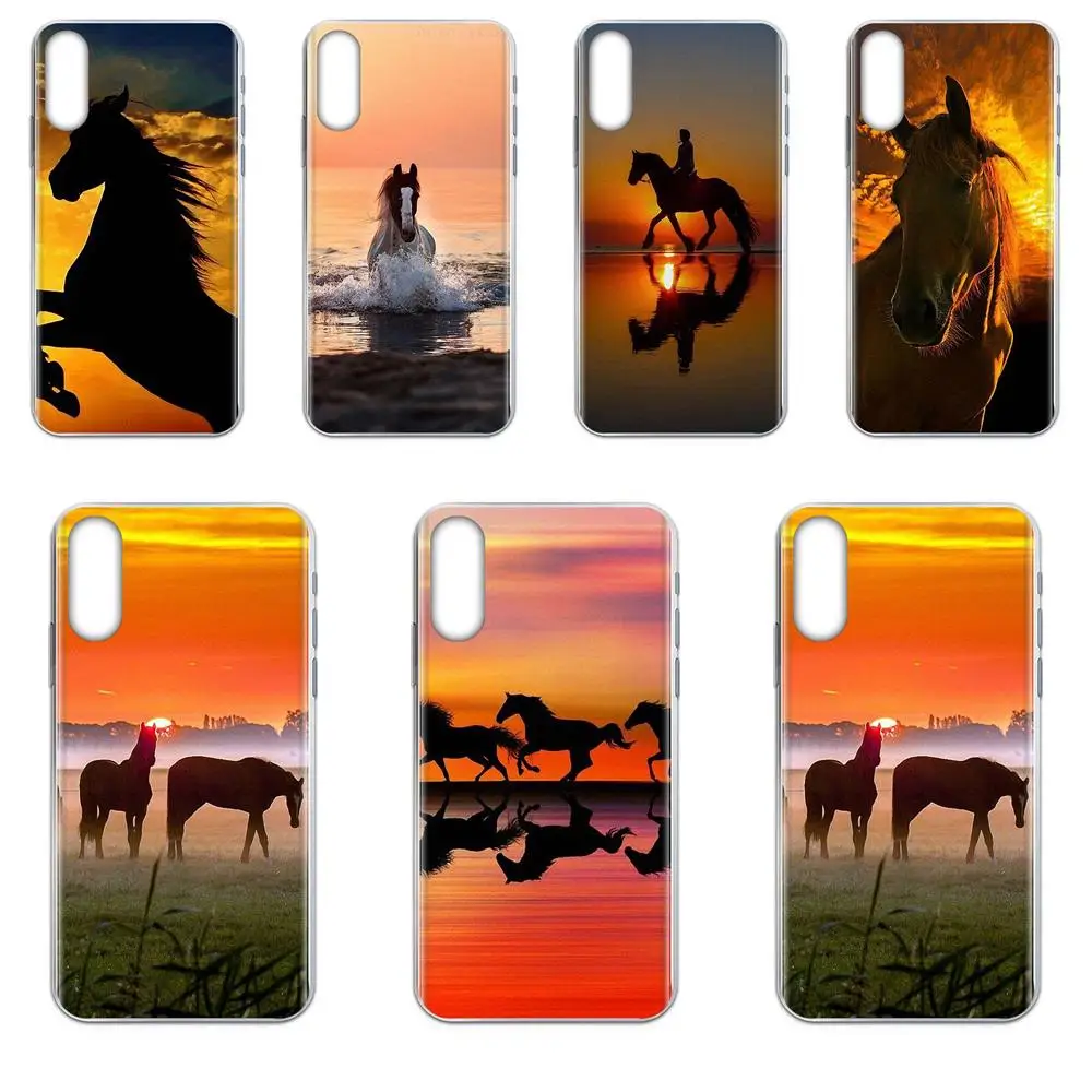 Мягкий Силиконовый ТПУ Прозрачный мобильный телефон Sunset Horse для Xiaomi Redmi Note 2 3 3S 4 4A