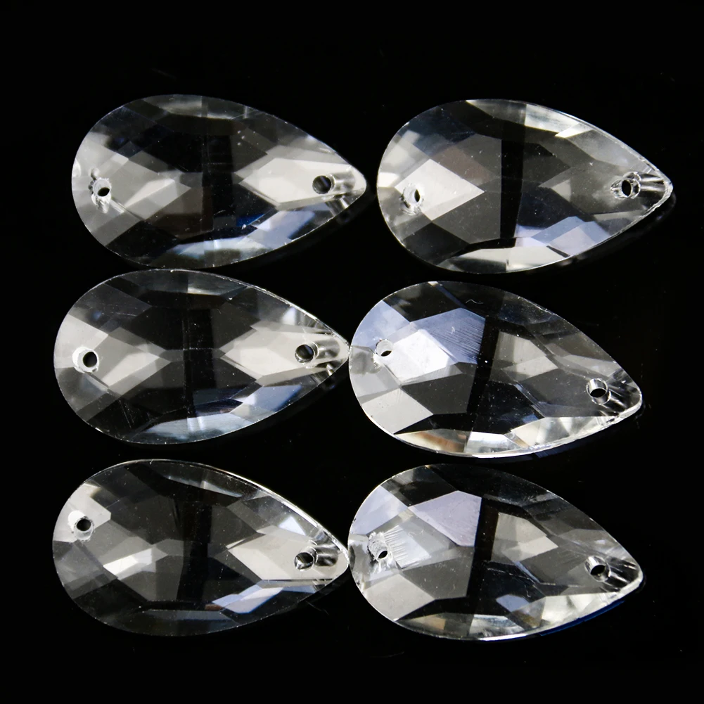 5PCS 30mm Crystal Prism Suncatcher Tear Drop Chandelier Parts Hanging Pendant Faceted Beads Garland Home Wedding Decor 2 Holes crystal beads crystal sun catcher chandelier crystal drops crystal beads garlands
