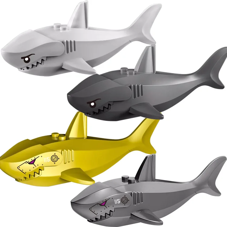 

Moc Nature animal metal shark figures Megachasma pelagios building block parts diy bricks educational toys for children gifts