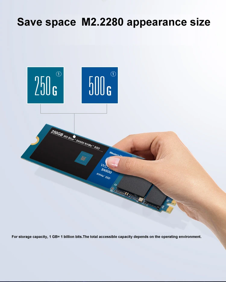 Western Digital Blue SN500 SSD 250 ГБ 500 Гб M.2 2280 NVMe PCIe Gen3* 2 Внутренний твердотельный накопитель для настольного компьютера/ноутбука