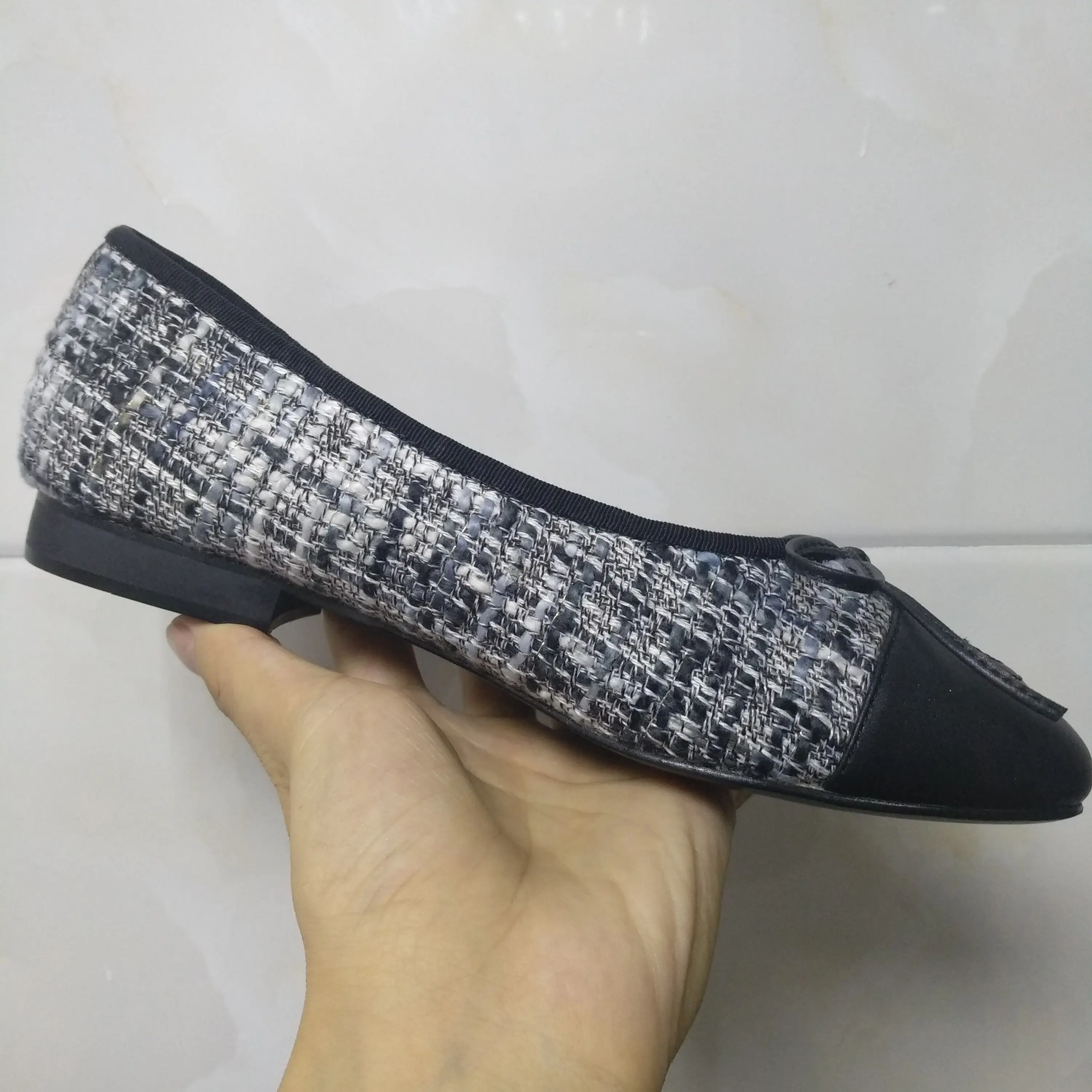 Женские тонкие туфли; два цвета; Классические балетки с бантом; женские туфли-лодочки на низком каблуке с закрытым круглым носком; большие размеры - Цвет: Grey 8