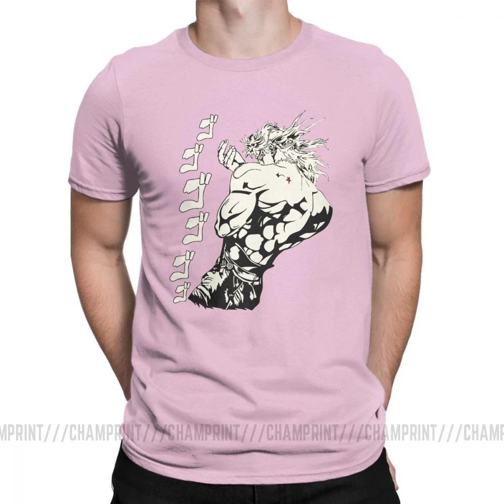Dio Brando Jojos необычные футболки для приключений для мужчин из чистого хлопка футболка Joestar аниме Kujo крови отаку крестоносцев короткий рукав футболки - Цвет: Розовый