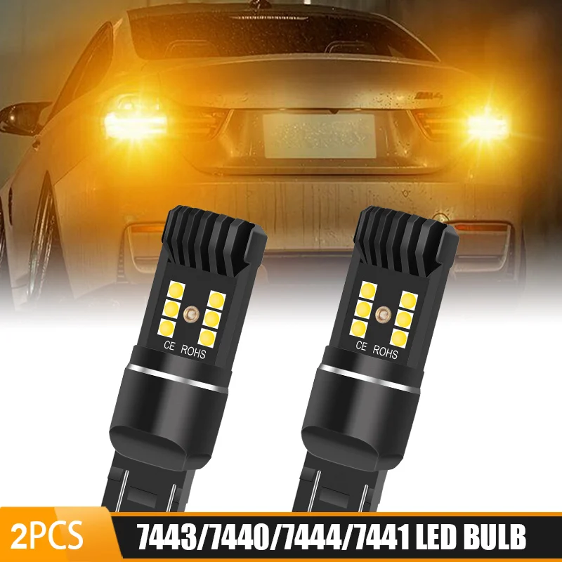 2/4/10 PCS 7443 7440 T20 LED Car Turn Signal Light W21W 7515 7444 7441 Amber Auto tail Brake Reverse bulb 12V led lamp | Автомобили и