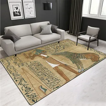 

Egyptian Culture Big Carpets For Living Room Vintage Nordic Ethnic Style Floor Mat Non-slip Washable Rugs Bedroom Beside Mat