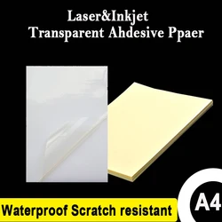 A4 Transparent Self Adhesive Sticker Paper For Inkjet Laser Printer PET Surface Waterproof Scratch Resistant