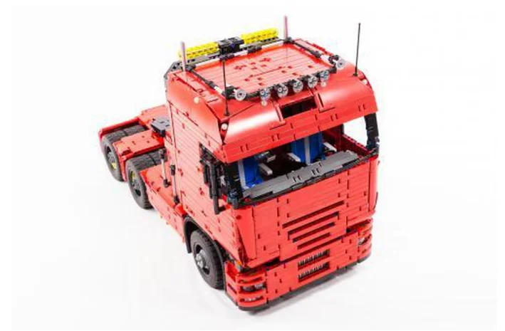 LEGOINS строительный блок Технология Tracer красный грузовик трактор с прицепом MOC 2475