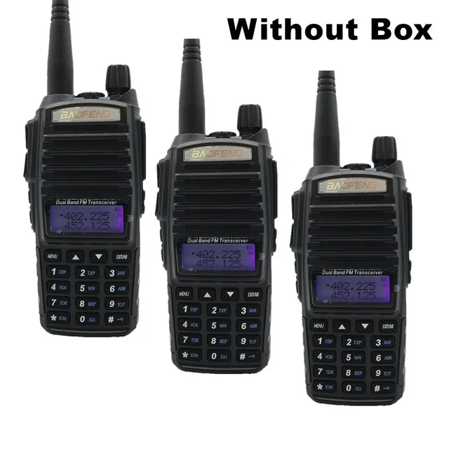Without Box 3 шт. 8 Вт Baofeng UV 82 рация СВЧ/УВЧ-трансивер UV82hp CB Ham радио двухдиапазонный 136-174/400-520 МГц охотничий двухсторонний радиоприемник - Цвет: Without Box