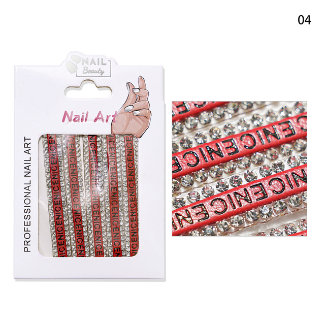 Luxurious Nail Crystal Chains NICE French Wide Lines AB Arbitrary Cut Charms Rhinestones Glass Belt Nail Art Gemchain 3D