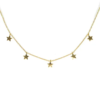 

2017 christmas gift gold color 100% 925 sterling silver metal thin delicate thin star charm statement nice necklace 925