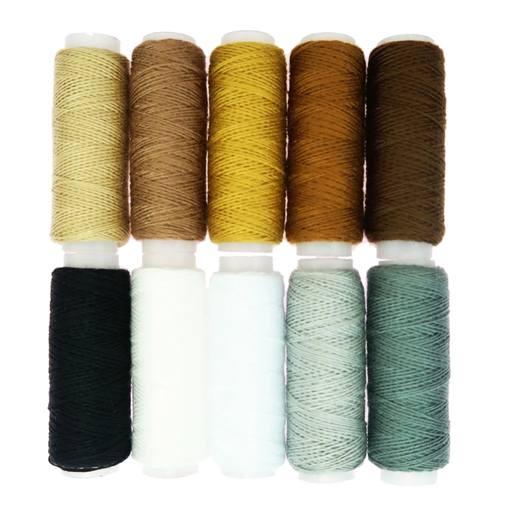 10 Rolls THICK Polyester THREAD Cord for Jeans Denim Button Sew Craft Rainbow