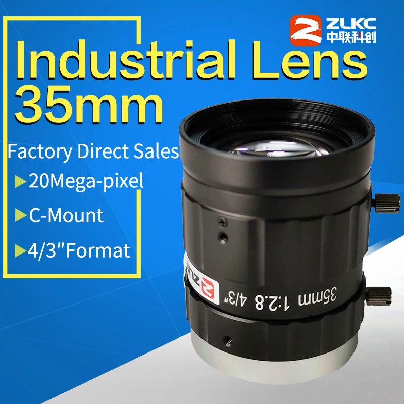 Low Distortion Lens 35 Mm 4/3" 150lp/mm Fa C Mount Industrial Lenses