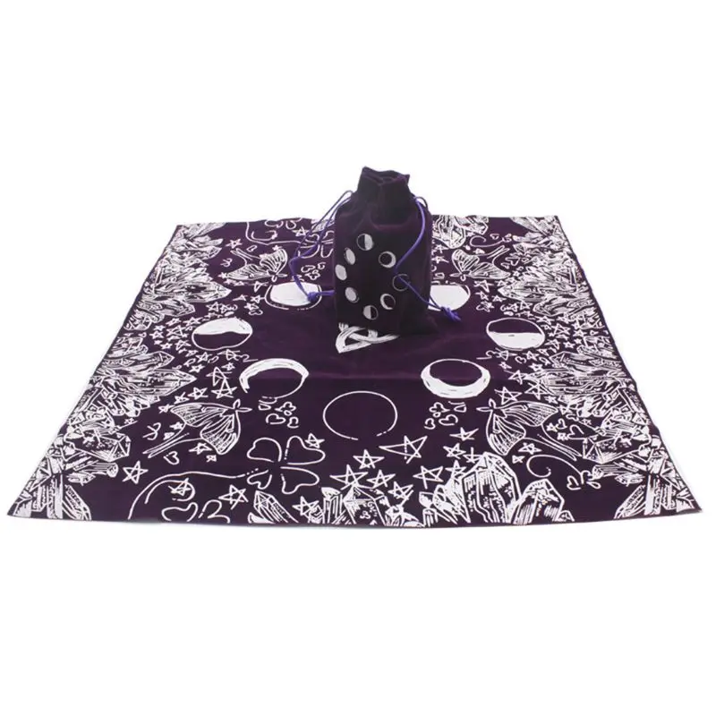 Velvet Tarot Cloth Bag Witch Divination Lover Altar Moon Phases Cloth