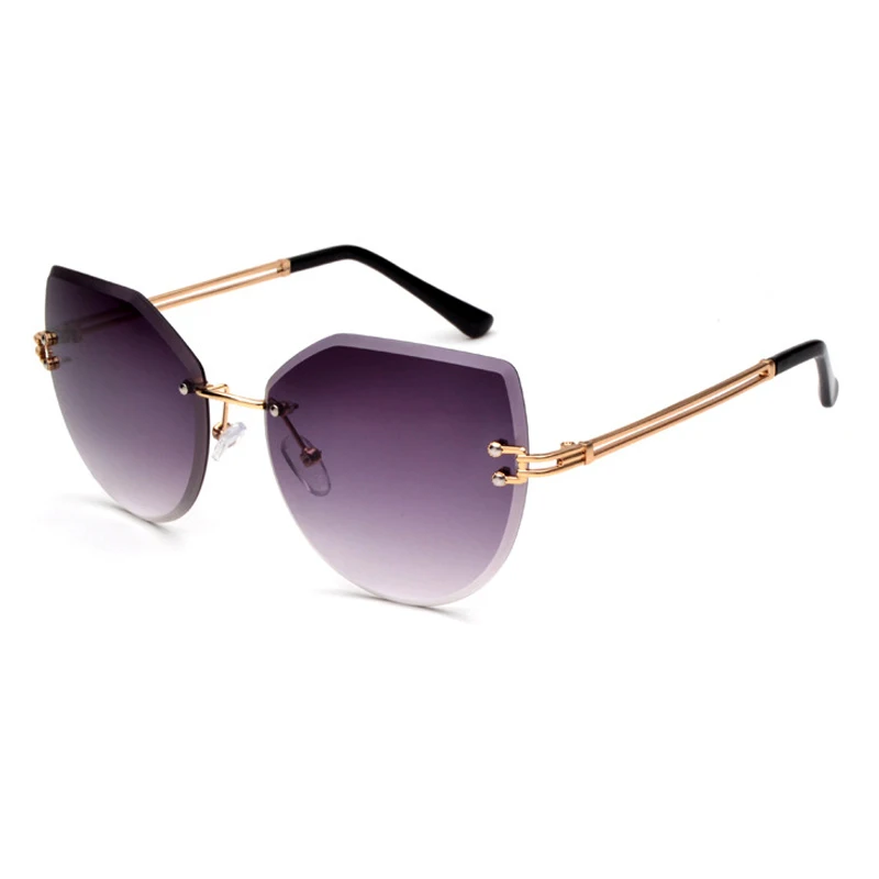 

KEEPIONEER Rimless Sunglasses Women Goggles Oversize Diamond Cutting Lens Brand Designer Shades Gradient Metal Lady Sunglasses