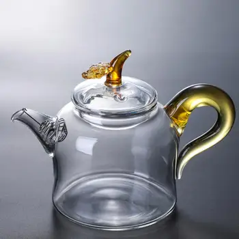 

Tea Pot Heat Resistant Glass Teapot Chinese Kung Fu Tea Set Kettle Coffee Glass Convenient Office Tea Kettle Kitchen Gadgets
