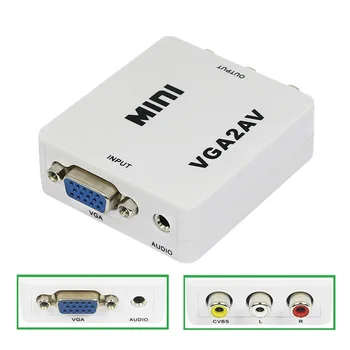 

1080P Mini VGA to AV RCA Converter with 3.5mm Audio VGA2AV/CVBS+Audio Convertor for HDTV PC