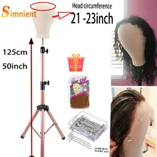 

21/22/23'' Wig Mannequin Head Canvas Block Head Styling Training Manikin Head Wig Stand Tabletop Tripod Free Get T Needle Holder