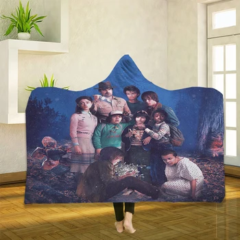 

Stranger Things 3D Printing Throw Hooded Blanket Wearable Warm Fleece Bedding Office Quilts Soft Adults Travel 02