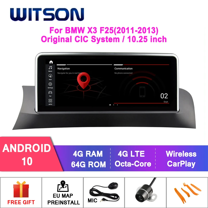 Автомобильный DVD-плеер WITSON на базе Android 10 0 с экраном 25 дюйма GPS для BMW X3 F25 2011-2013 4 Гб +