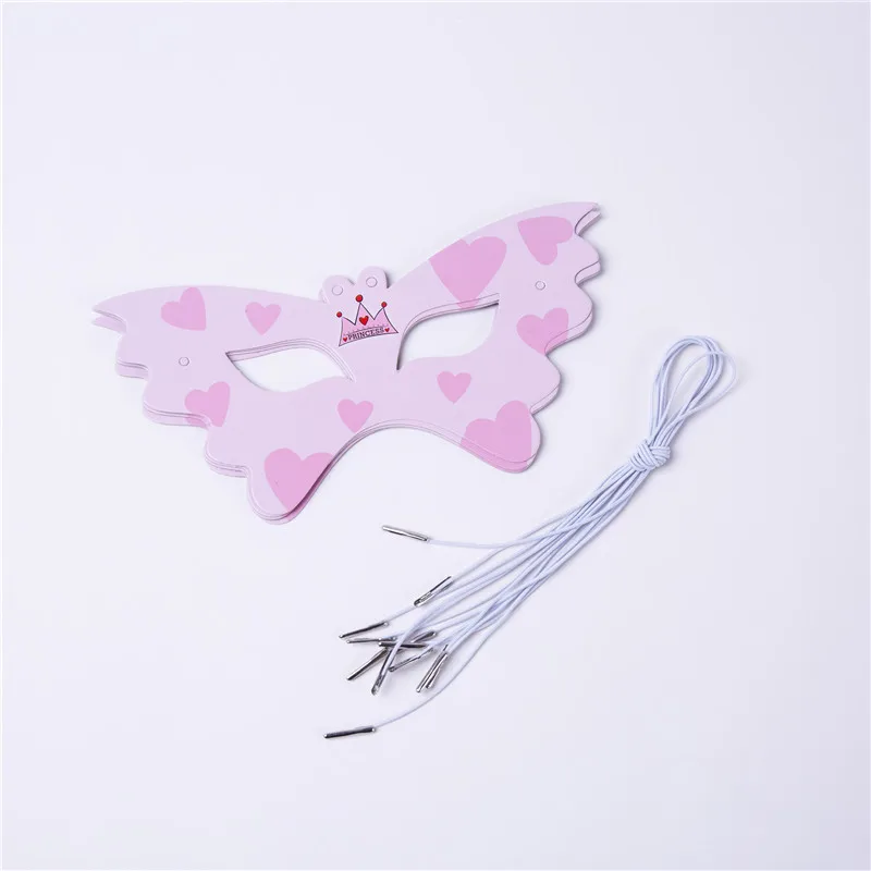 Mask(6pcs) Розовая корона для принцессы, вечерние принадлежности для девочек, одноразовая посуда на день рождения, бумажный стаканчик, бумажные тарелки, салфетки, баннеры, детский душ - Цвет: Mask(6pcs)