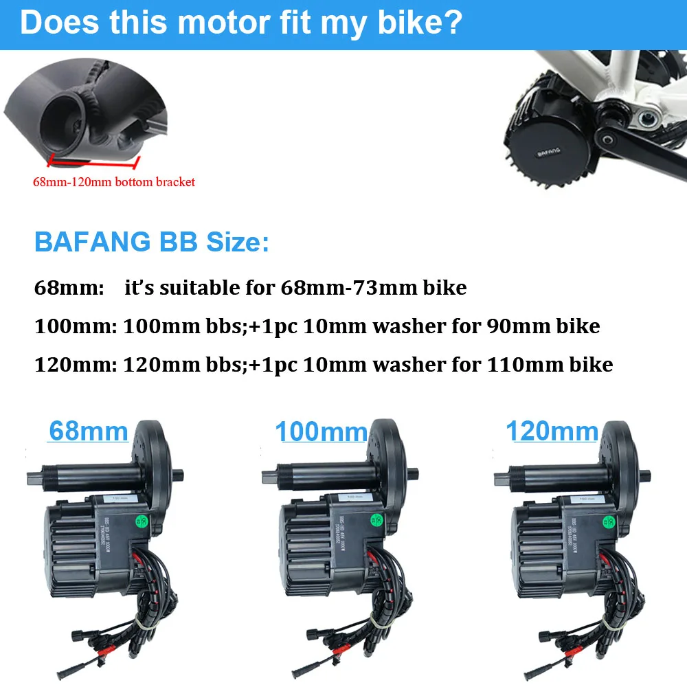 BAFANG BBS01B/BBS02B/BBSHD 36 В/48 В/52 в 250 Вт/350 Вт/500 Вт/750 Вт/1000 Вт комплект для переоборудования