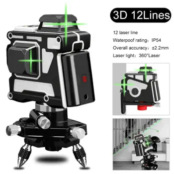 

Laser Level 12 Lines 3D Self-Leveling 360 Horizontal And Vertical Cross Super Powerful Green Laser Beam Line