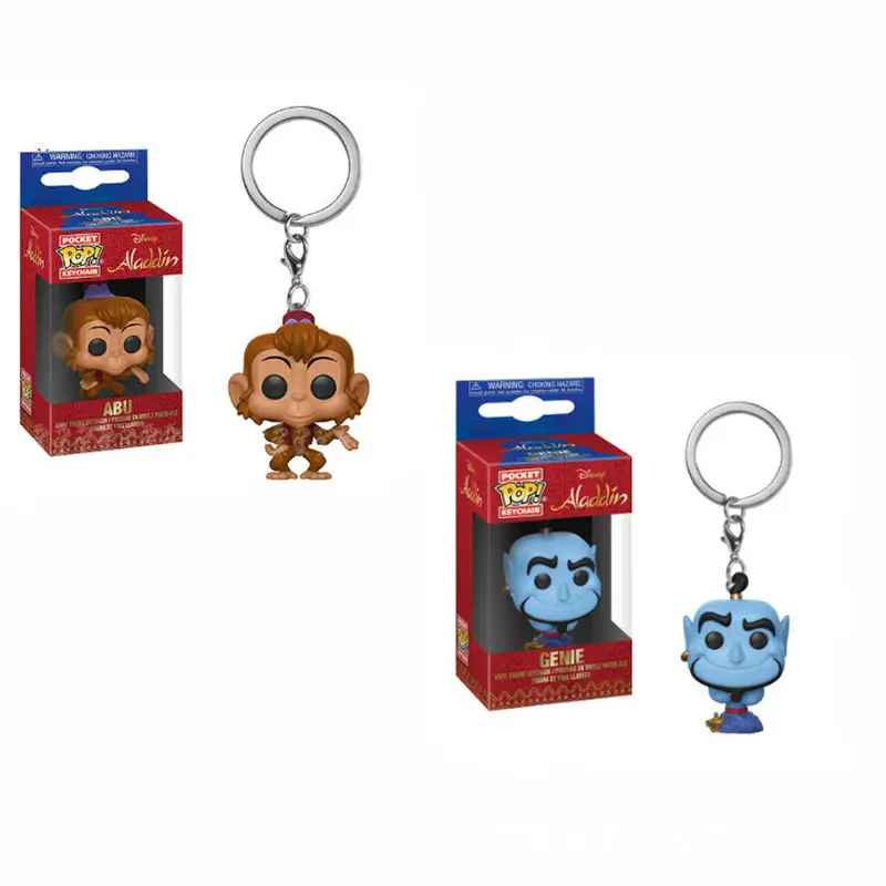 

FUNKO POP Aladdin Theme Cute Genie Abu Keychain Pocket POP Vinyl Action Figures Collection doll Toys for Children Christmas gift