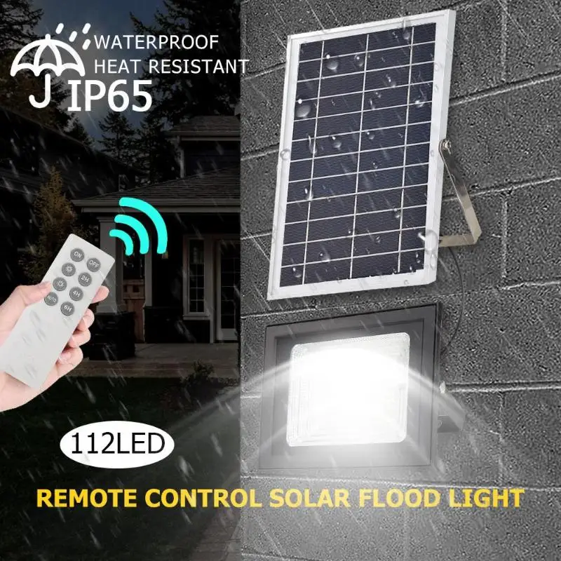 64/112LED прожектор на солнечных батареях водонепроницаемый уличная садовая лампа с пультом дистанционного управления