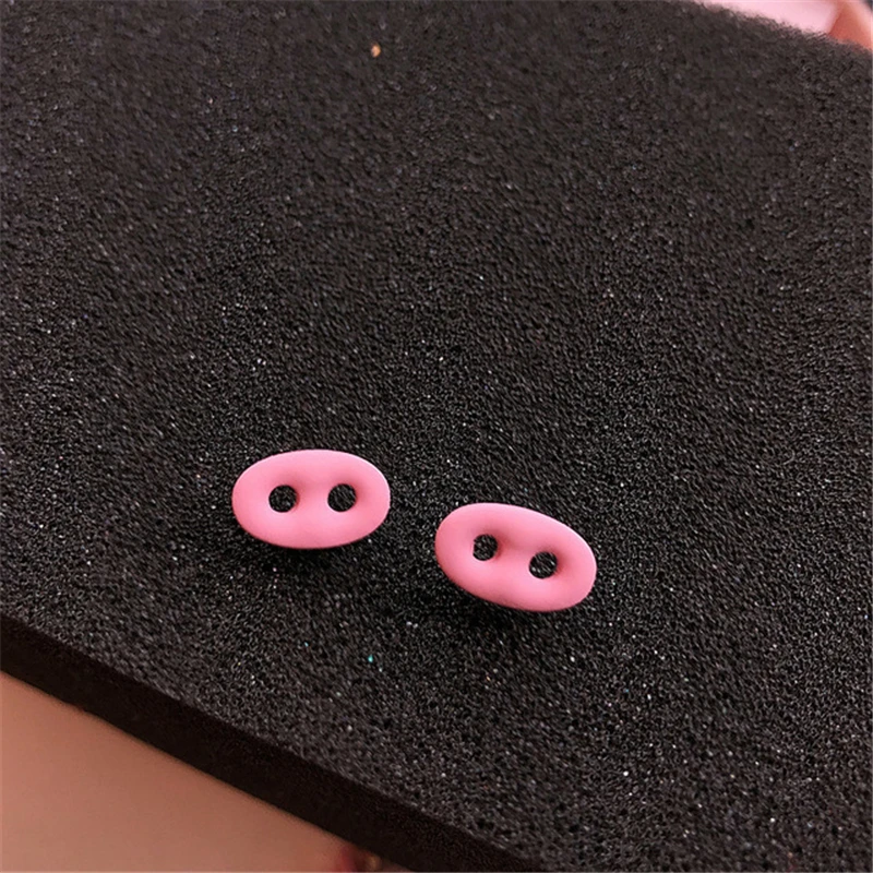 Korean cute girl sweet pig nose earrings pink personality alloy small earrings spray paint earrings female