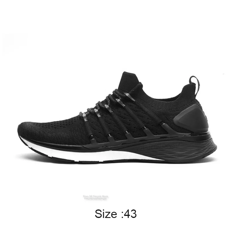 Original Xiaomi Mijia Sneakers 3 Men's Outdoor Sports Uni-moulding 3D Fishbone Lock System Knitting Upper Men Running Shoes - Цвет: Black43