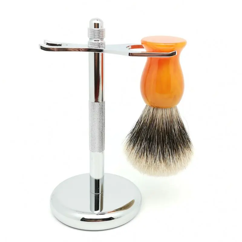 Teyo Shaving Brush And Shaving Stand Set Two Band Silvertip Finest