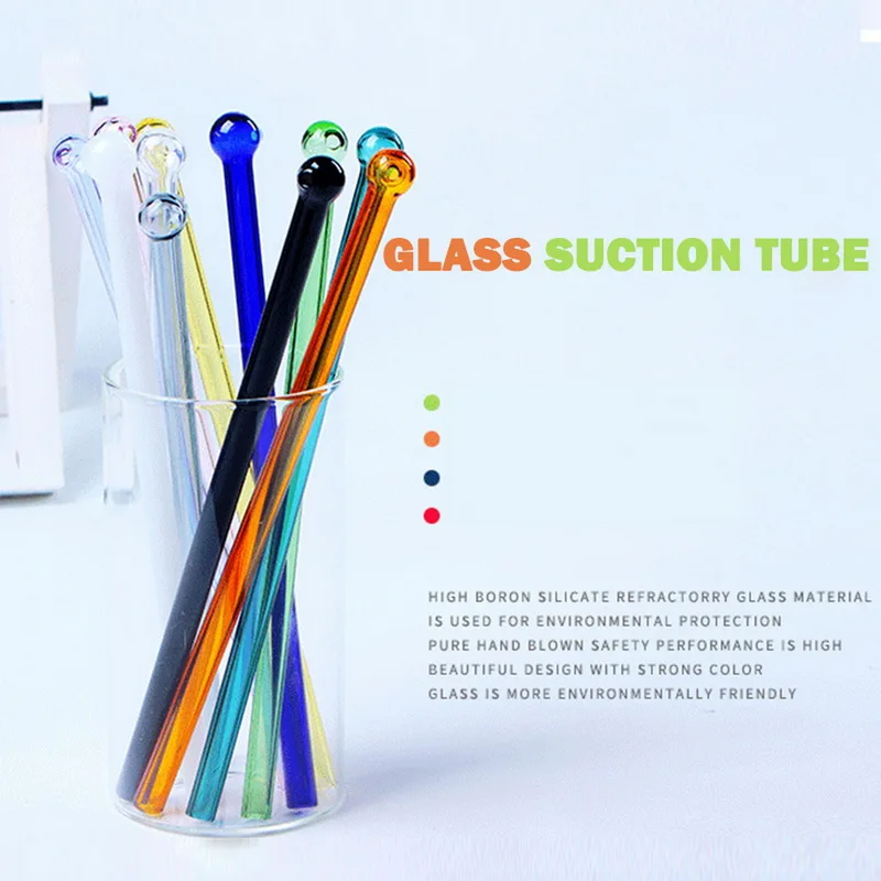 Colorful Glass Straws Reusable Party Smoothie Drinking Straws For