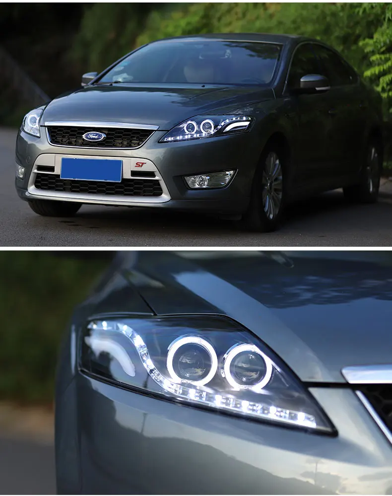 Автомобильный Стильный чехол на голову для Ford Mondeo 2007-2012 фара для fusion фары DRL вариант ангельские глазки Биксеноновые линзы ближнего света