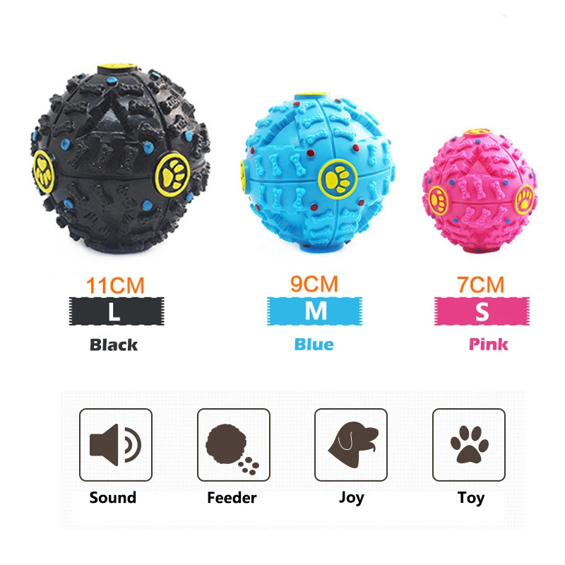 Щенок собака кошка кормушка диспенсер мяч силиконовый звук собака ретривер жевательный укус резиновый шар интерактивная игрушка для чистки зубов