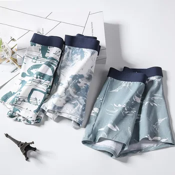 

Fashion Men's Comfort Cotton Boxer Briefs Ink Painting Print Comfort Cotton