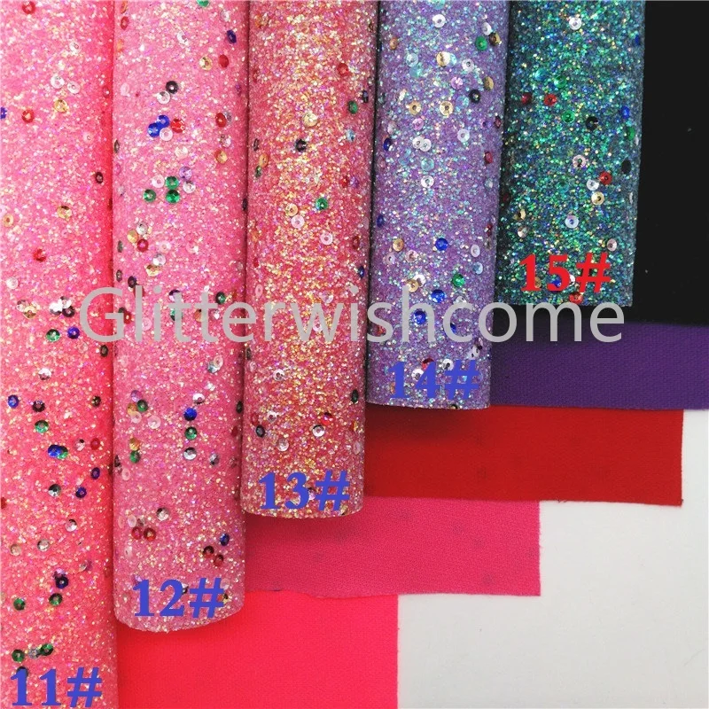 Glitterwishcome 21X29 см A4 Размеры неоновый блеск с блестками; блестящие туфли-лодочки на устойчивом кожа, искусственная кожа из искусственной кожи тканевый Виниловый фон для банты, GM632A