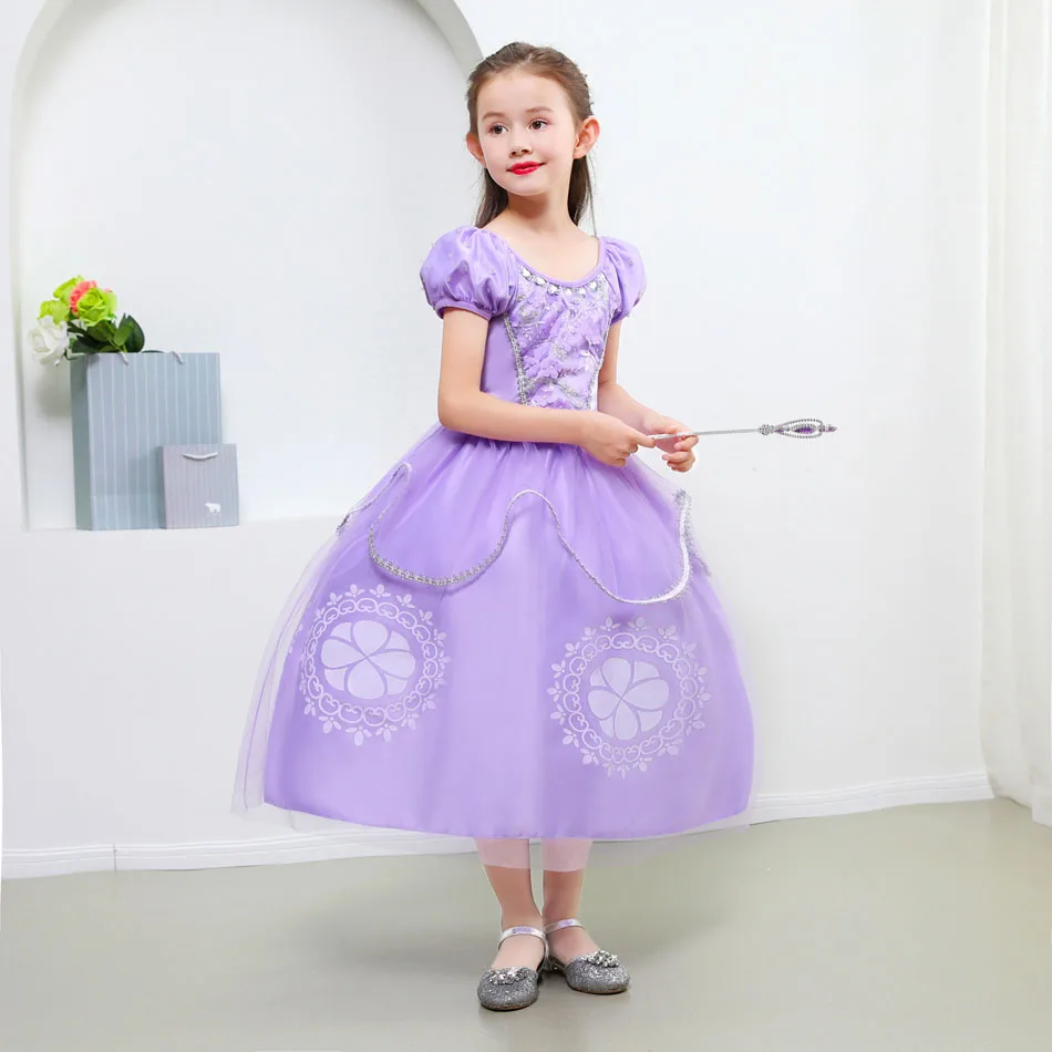 Vestido De Princesa Sofia Com Manga Bufante, Elegante Meninas Para Natal,  Vestido De Baile De Tule Com Lantejoulas, Fantasia De Princesa Para Festa  De Dia Das Bruxas - AliExpress