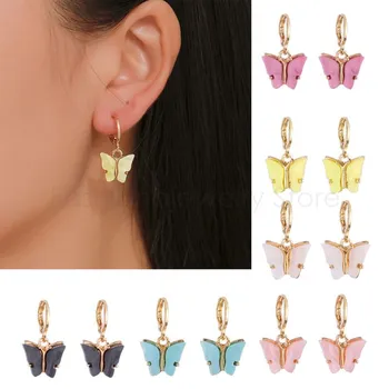 

6 Colors Fashion Butterfly Drop Earrings Tiny Dainty Mini Butterfly Hoop Earrings Set Jewelry for Women Girls