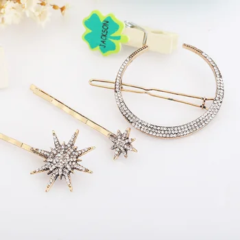 

Branded Design Geometric Star Moon Rhinestone Hair Clip Hair pin Fashion Hair Accessories Women Jewelry Hair Clip Claw Tools