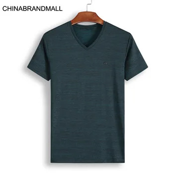 

Extra Large Size Men's Wear Short Sleeve T Shirt Men Plus Fat Plus Loose V Collar Ice Silk T-shirt Fat Man Fat LaoSuper T