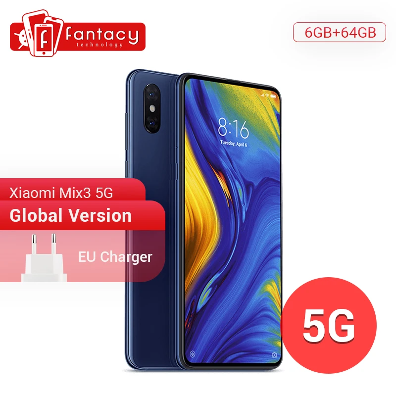 Глобальная версия Xiaomi mi x 3 5G 6 Гб 64 Гб Snapdragon 845 19,5: 9 6,3" AMOLED Полный экран 24 МП 2 Задняя 2 фронтальная камера мобильный телефон