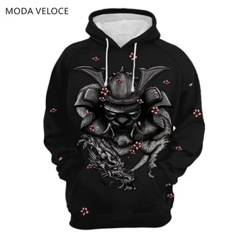 

MODAVELOCE Japanese Warrior Hoodie Polyester With Wool Anime Clothes Men Anime's One Piece Hoodie